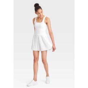 All In Motion Pleated White Dress Large